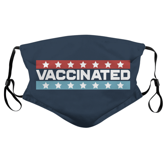 Vaccinated Stars & Stripe Stack (Dark Blue) / Face Mask - Route One Apparel