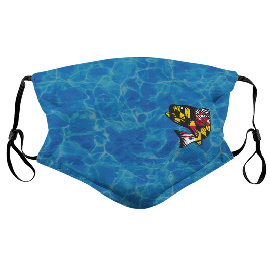 Side Maryland Flag Rockfish in Water (Blue) / Face Mask - Route One Apparel