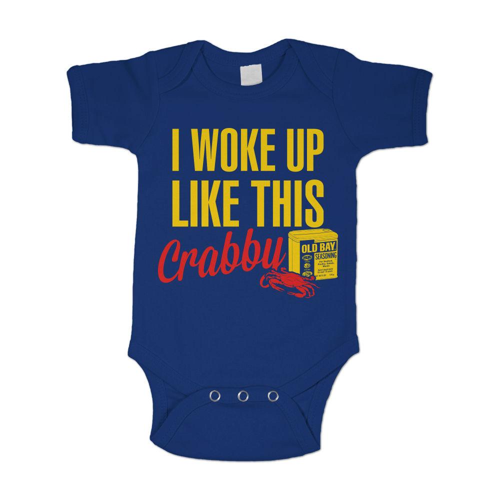 I Woke Up Like This: Crabby (Royal Blue) / Baby Onesie - Route One Apparel