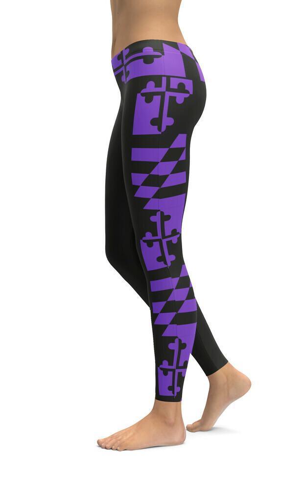 Purple & Black Maryland Flag / Yoga Leggings - Route One Apparel