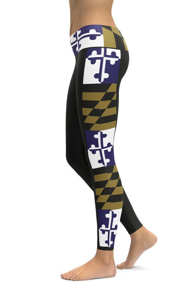 Purple & Gold Maryland Flag / Yoga Leggings - Route One Apparel