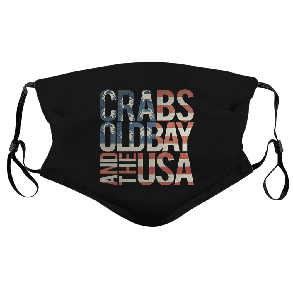 Crabs, Old Bay, & The USA (Black) / Face Mask - Route One Apparel