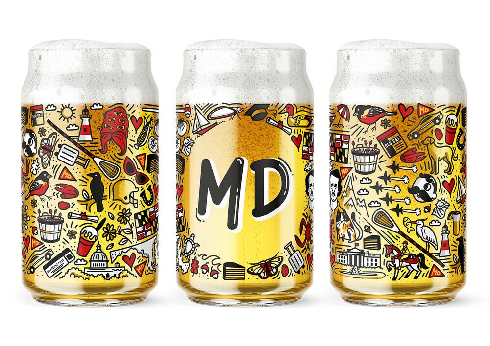 Maryland "MD" Icons / Beer Glass - Route One Apparel