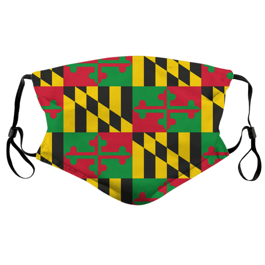 Green, Yellow, Red Maryland Flag Pattern / Face Mask - Route One Apparel