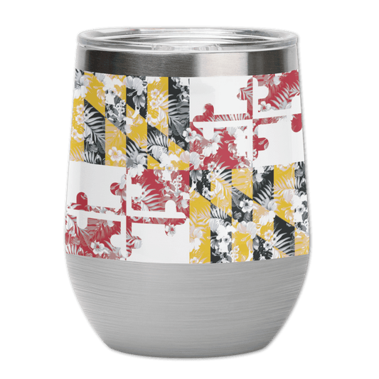 Maryland Flag Floral / Small Wine Tumbler - Route One Apparel