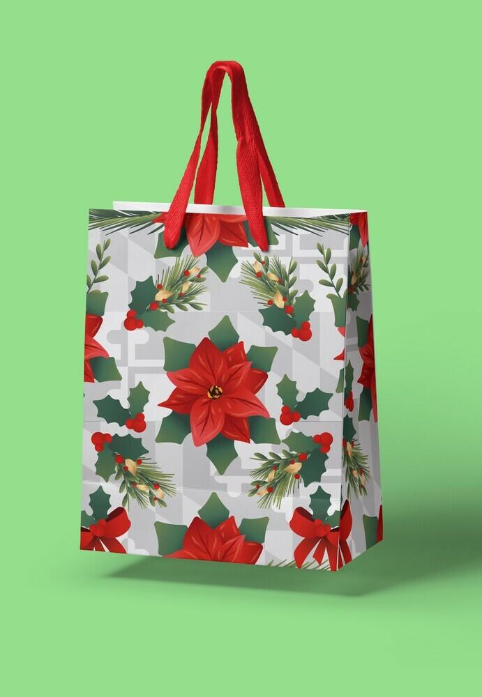 Whitescale Flag Poinsettia Pattern / Gift Bag - Route One Apparel