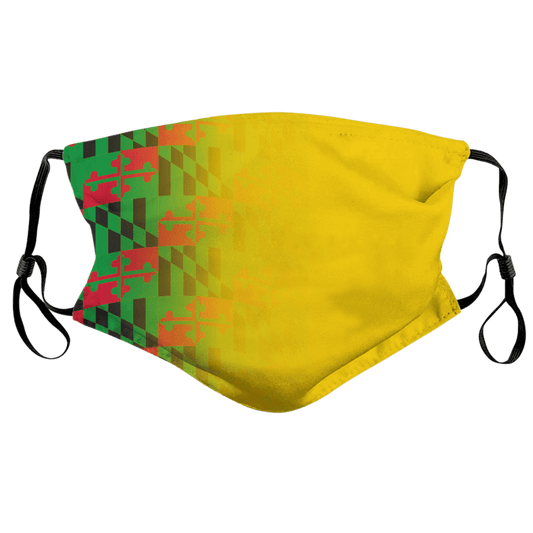 Fading Green and Red Maryland Flag Pattern / Face Mask - Route One Apparel