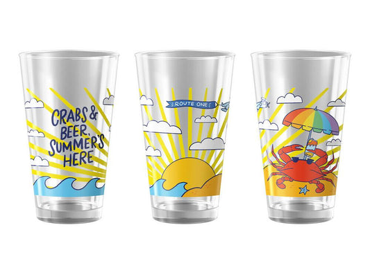 Crabs, Beer, Summer's Here / Pint Glass - Route One Apparel
