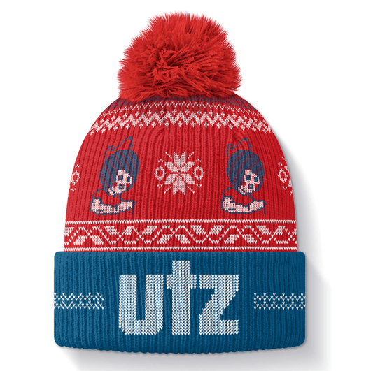Utz Girl Logo & White Snowflake (Red) / Knit Beanie Cap w/ Pom-Pom - Route One Apparel