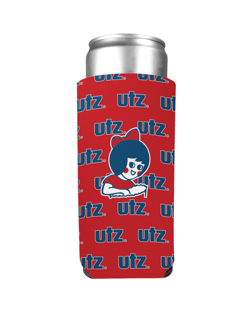 Utz Girl with Text Pattern (Red) / Slim Can Cooler - Route One Apparel