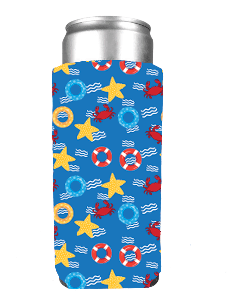 Waves and Life Presever Pattern / Slim Can Cooler (KEEP HIDDEN) - Route One Apparel