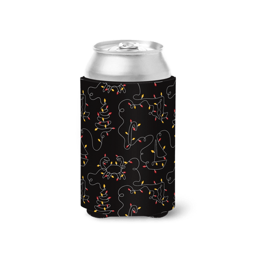 Maryland Christmas Lights Icons (Black) / Can Cooler - Route One Apparel
