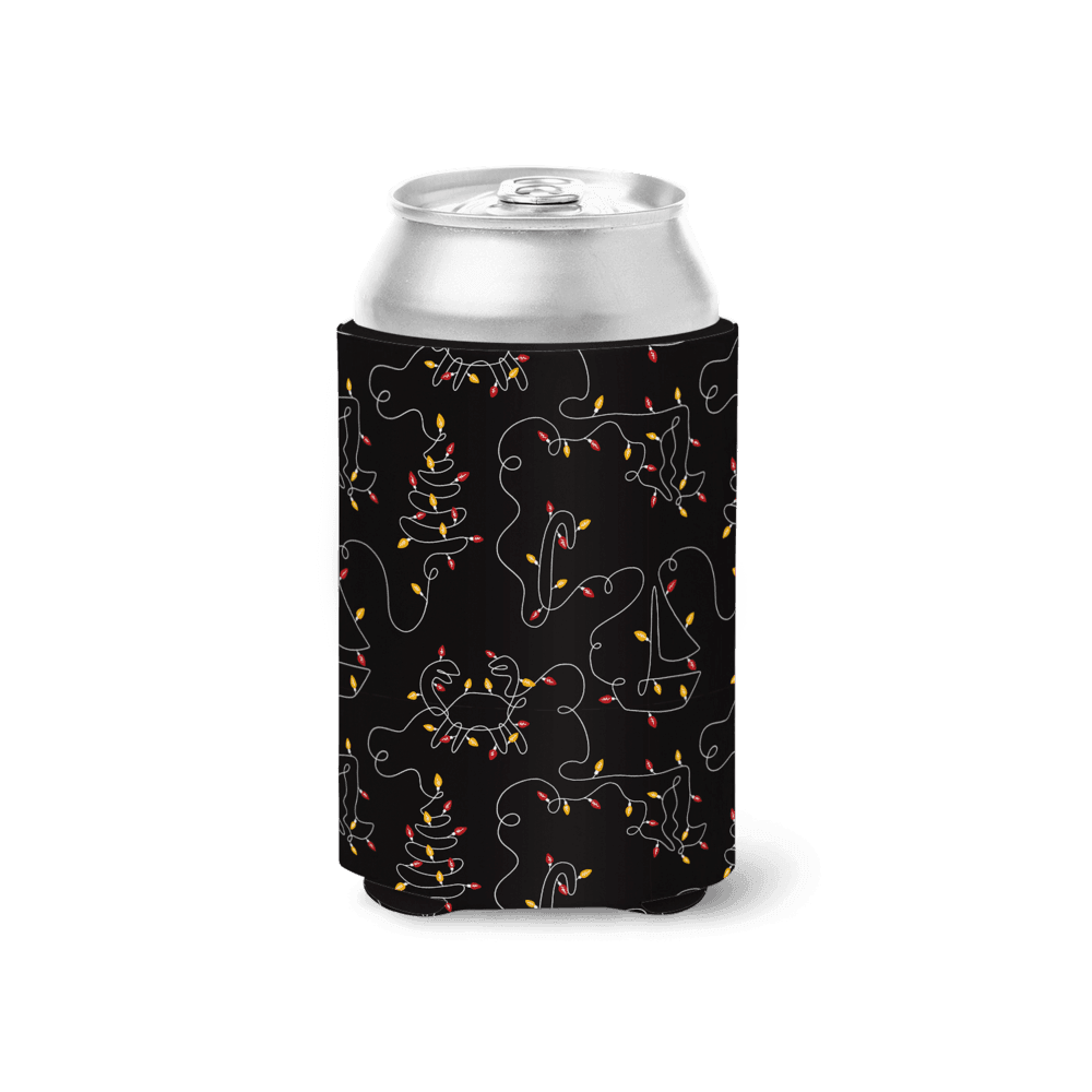 Maryland Christmas Lights Icons (Black) / Can Cooler - Route One Apparel