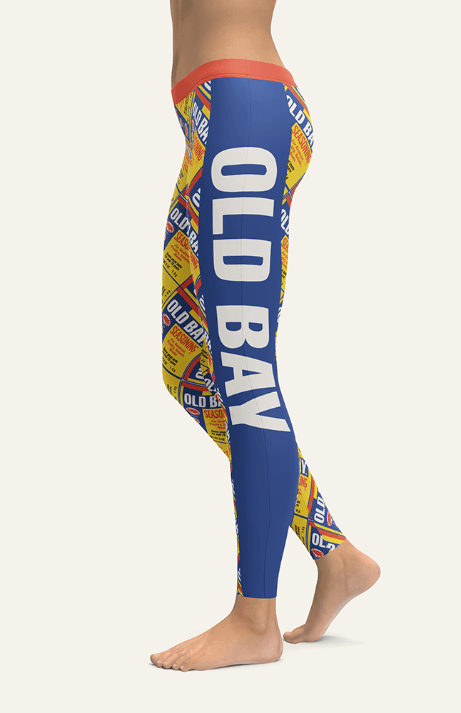 Flat Old Bay Can Pattern Half Side (Royal) / Workout Capris - Route One Apparel