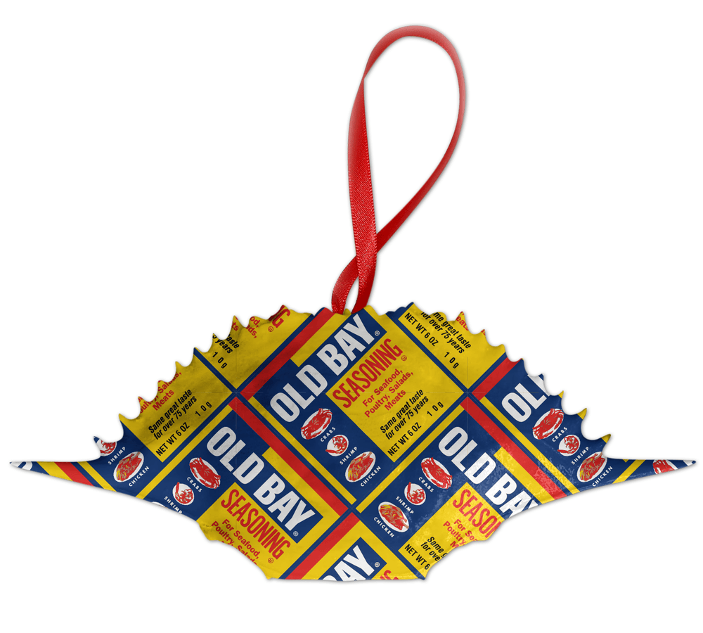 Flat Old Bay Can Pattern /  Crab Shell Ornament - Route One Apparel