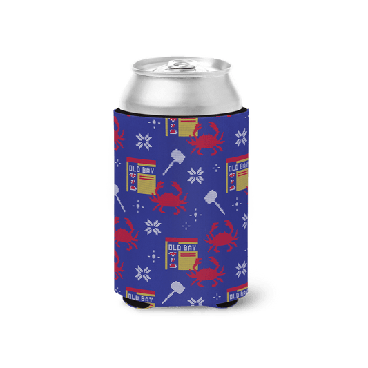 Knit Old Bay Can, Crab & Mallet (Blue) / Can Cooler - Route One Apparel