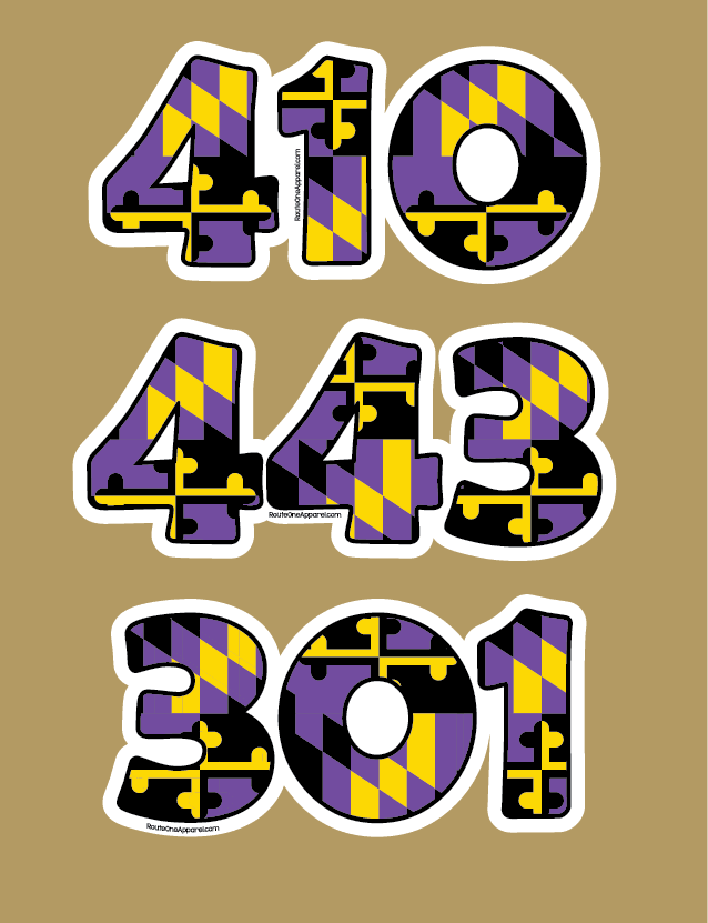 "410" Baltimore Football Purple & Gold Maryland Flag / Sticker - Route One Apparel