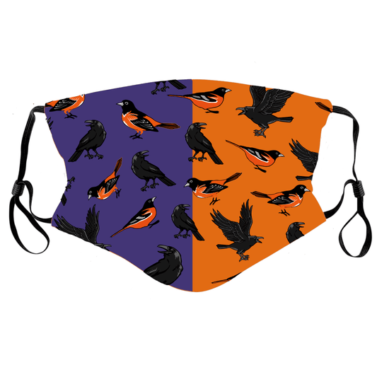 Purple Ravens and Orange Orioles Side to Side / Face Mask - Route One Apparel