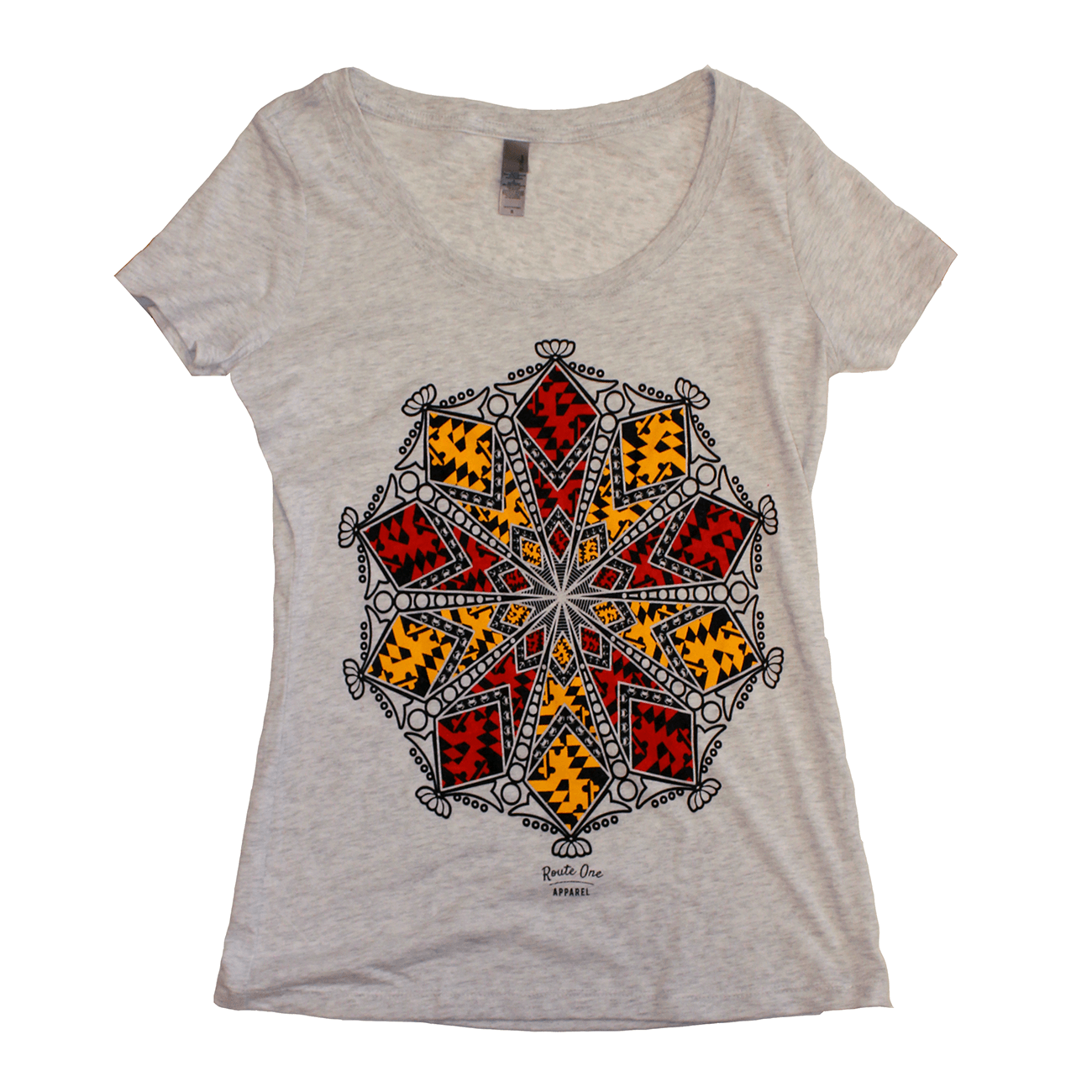 Maryland Mandala (Heather White) / Ladies Scoop Neck Shirt - Route One Apparel
