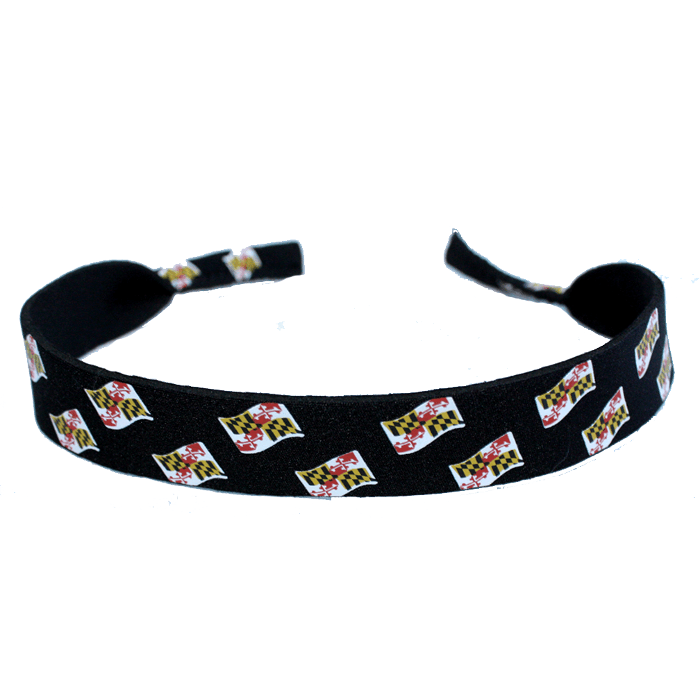 Waving Maryland Flag (Black) / Neoprene Sunglass Strap - Route One Apparel