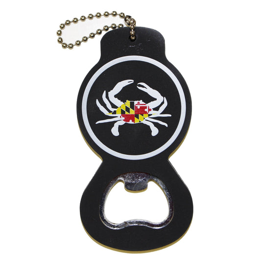 Maryland Flag Crab (Black) / Key Chain w/ Bottle Opener - Route One Apparel