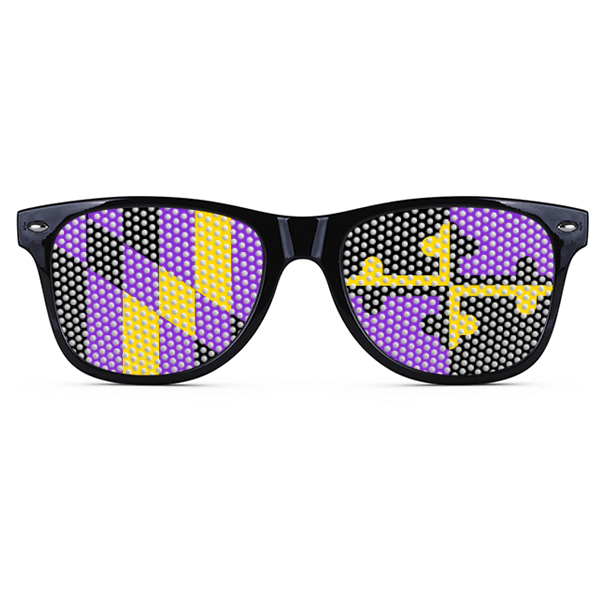 Purple & Gold Maryland LOGO Lenses (Black) / Shades - Route One Apparel