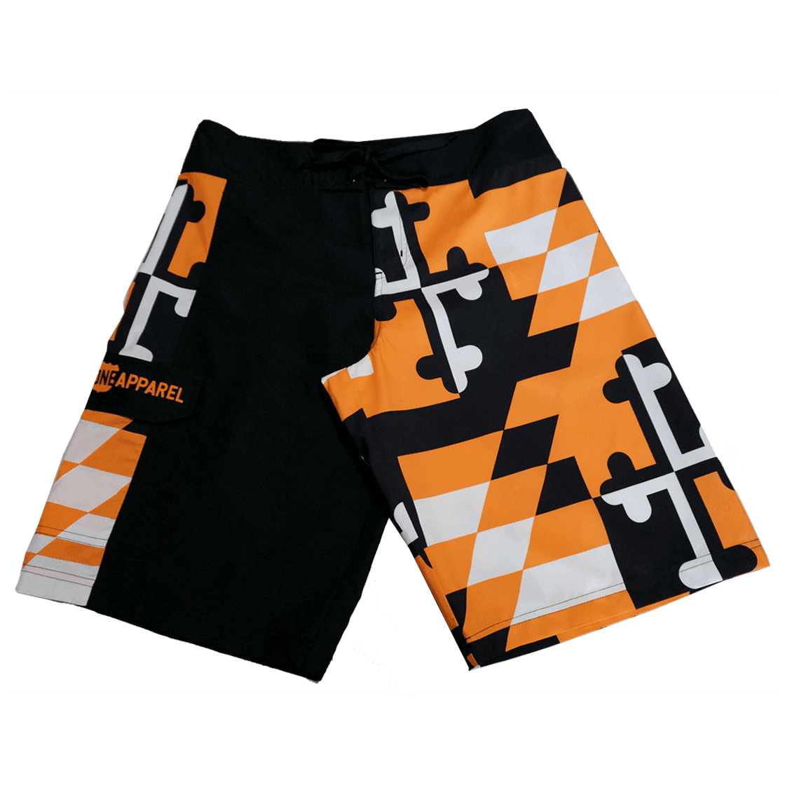 Maryland Flag Black & Orange / Board Shorts - Route One Apparel