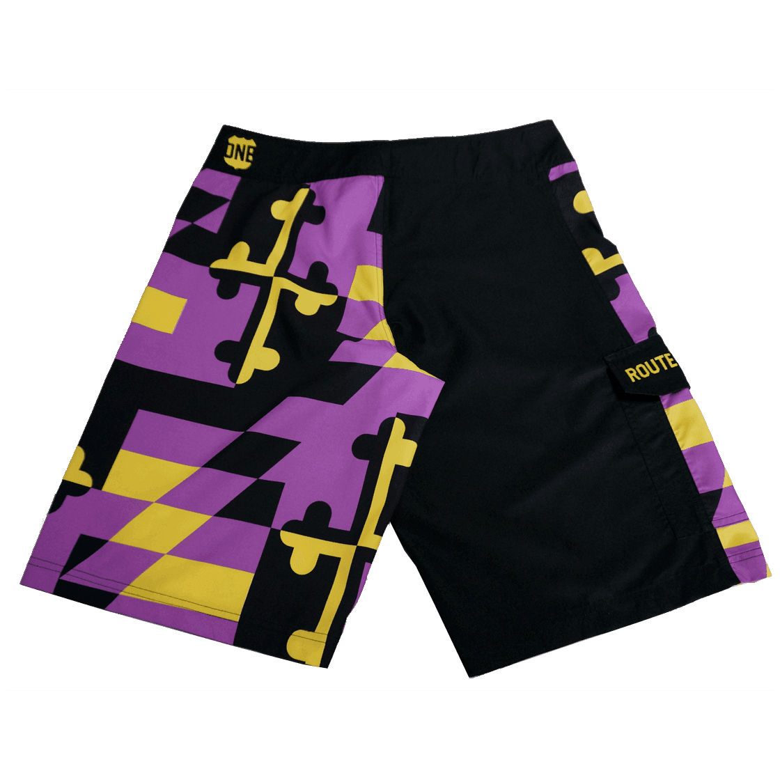 Purple & Gold Maryland Flag / Board Shorts - Route One Apparel