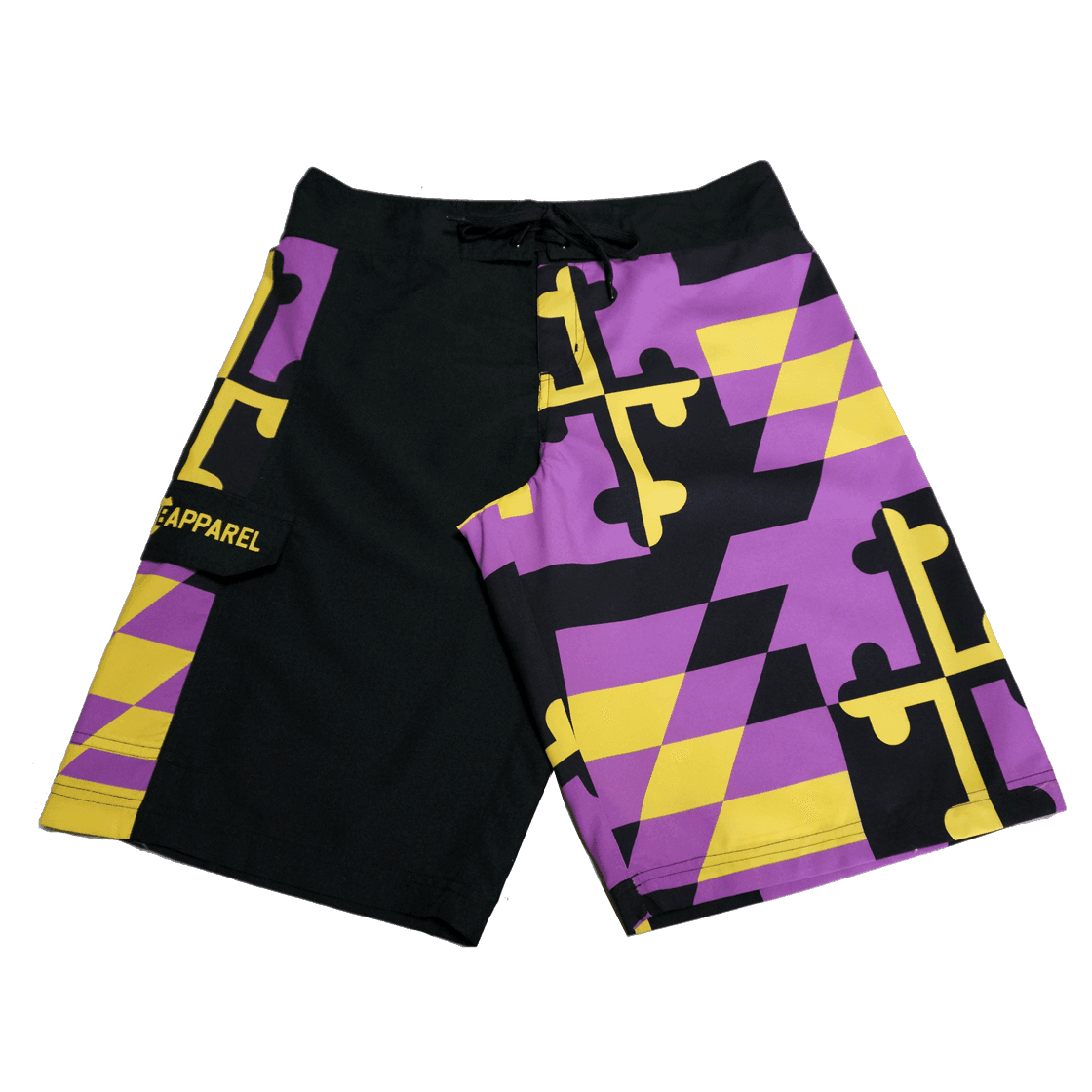 Purple & Gold Maryland Flag / Board Shorts - Route One Apparel