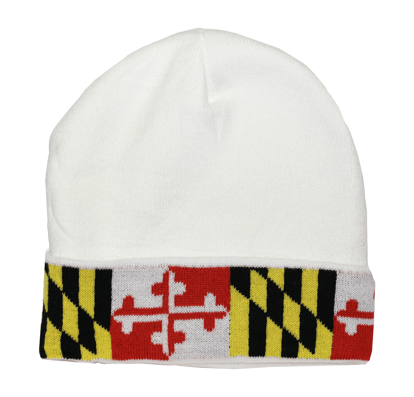 Maryland Flag (White) / Knit Beanie Cap - Route One Apparel