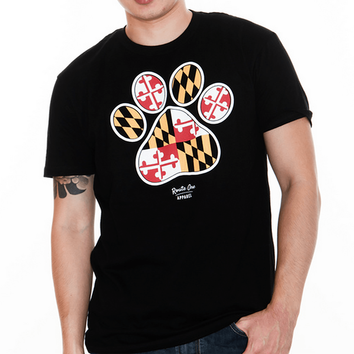 Maryland Paw Print (Black) / Shirt - Route One Apparel