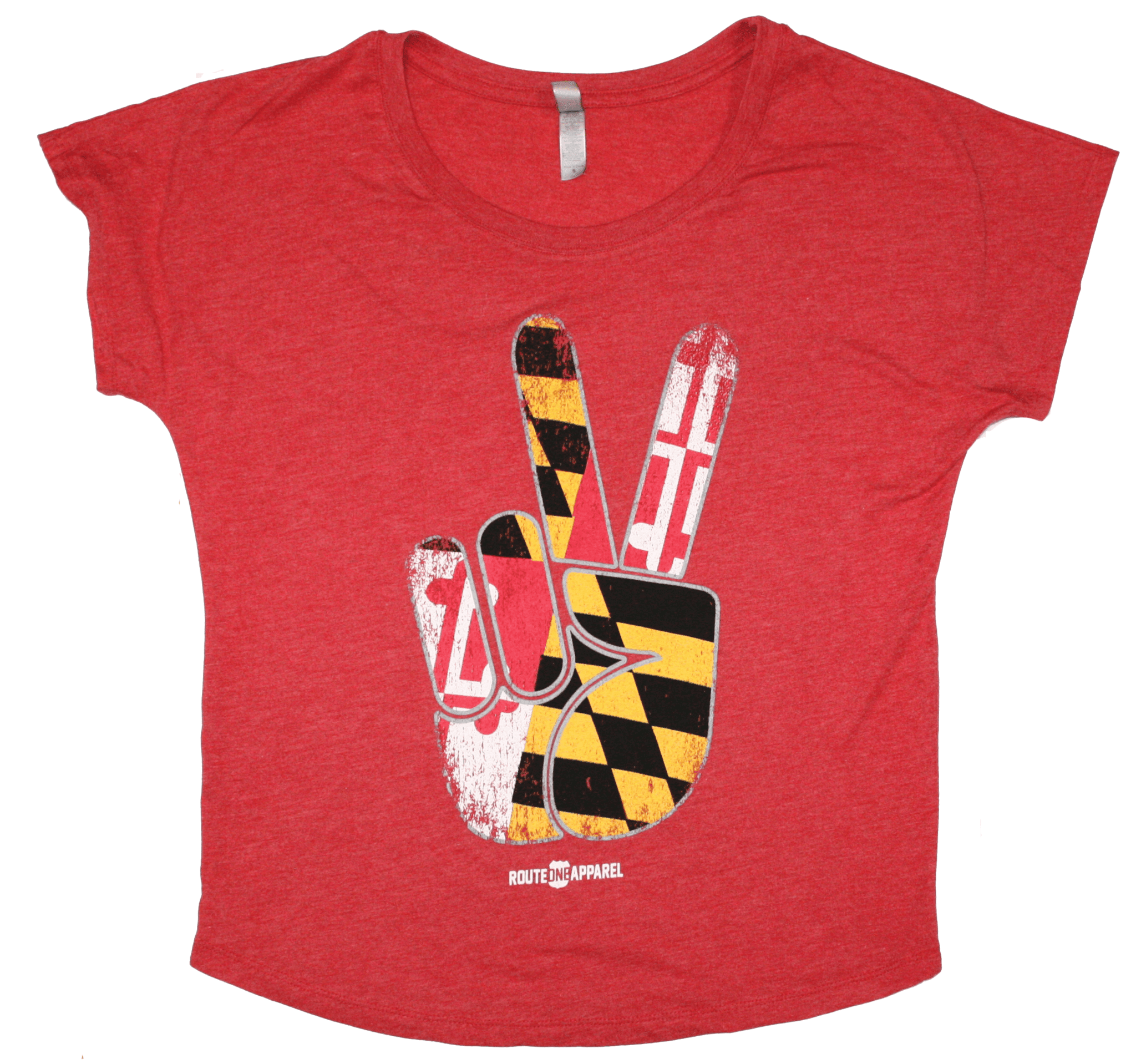Maryland Peace (Red) / Ladies Dolman Shirt - Route One Apparel