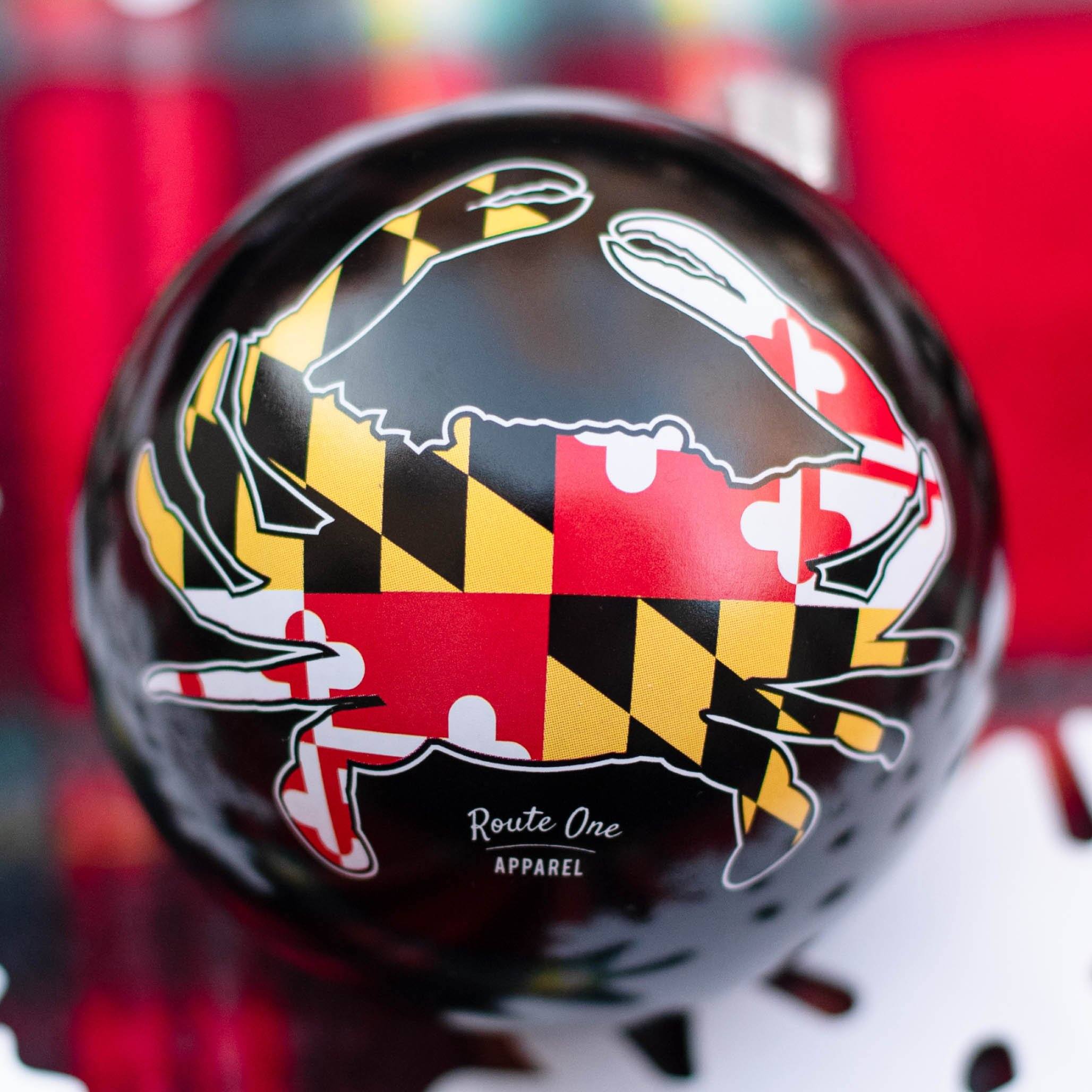 Maryland Full Flag Crab (Black) / Tin Ball Ornament - Route One Apparel