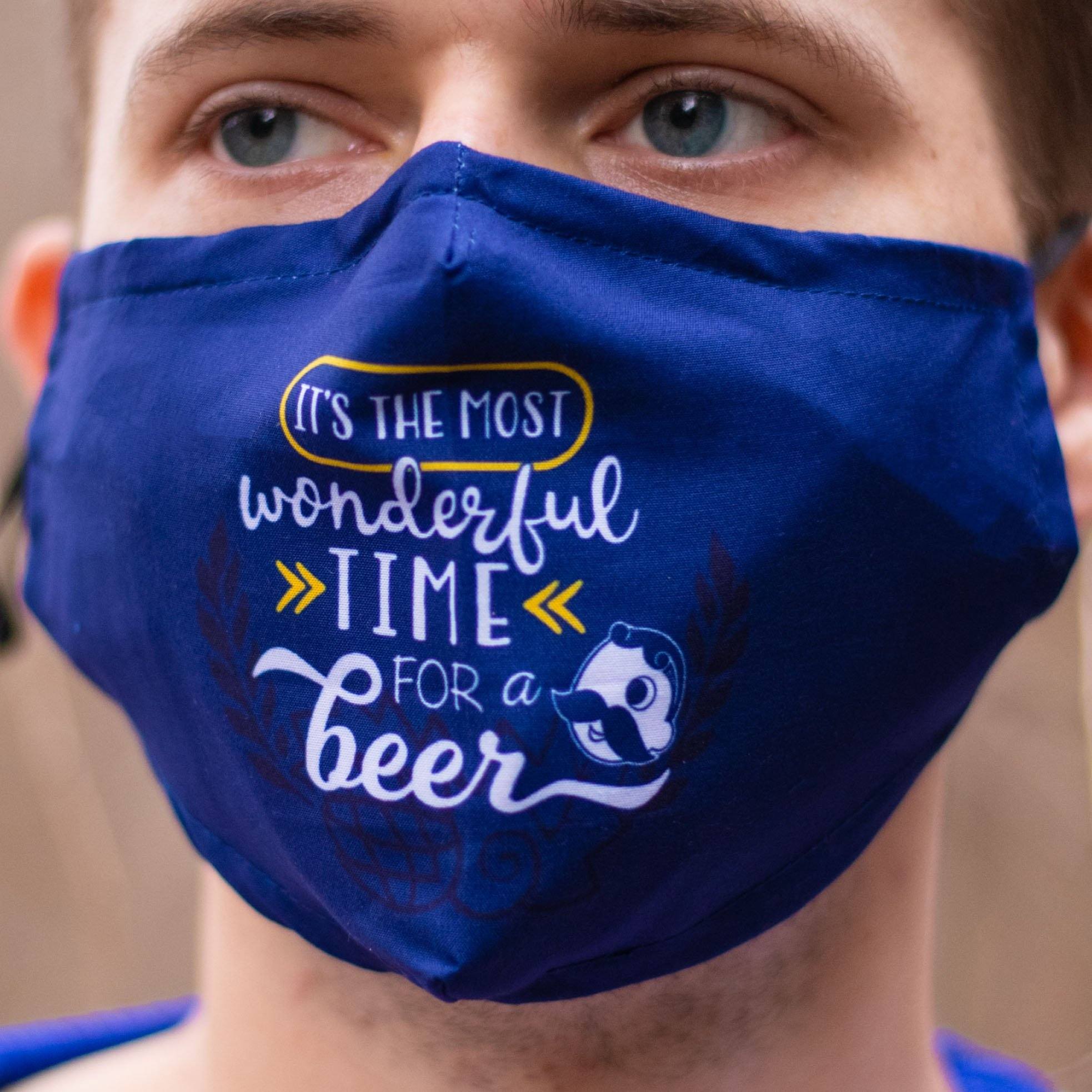 It's The Most Wonderful Time for a Beer (Navy) / Face Mask - Route One Apparel