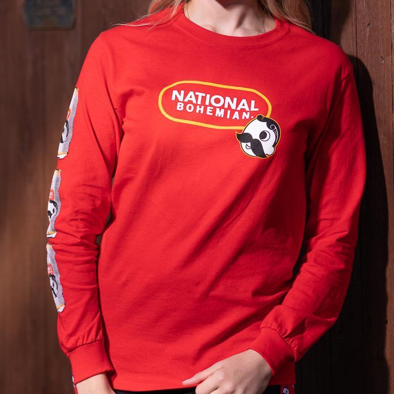 National Bohemian - Live Pleasantly Signature Can Sleeve (Red) / Long Sleeve Shirt - Route One Apparel