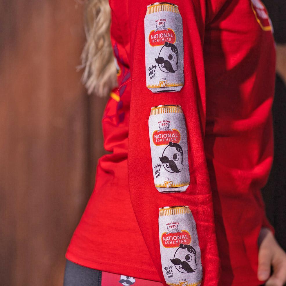 National Bohemian - Live Pleasantly Signature Can Sleeve (Red) / Long Sleeve Shirt - Route One Apparel