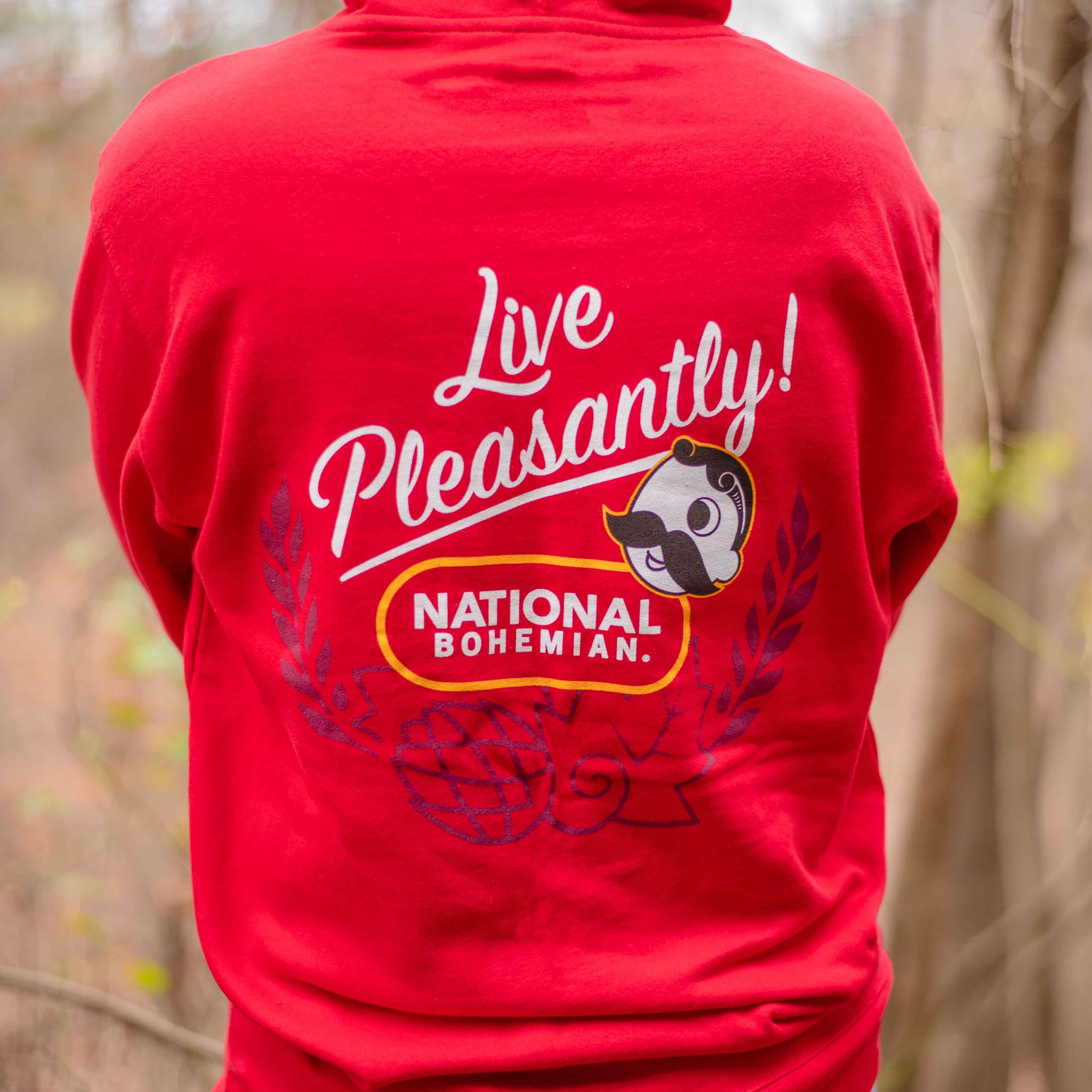 National Bohemian - Live Pleasantly Signature Can Sleeve (Red) / Hoodie - Route One Apparel