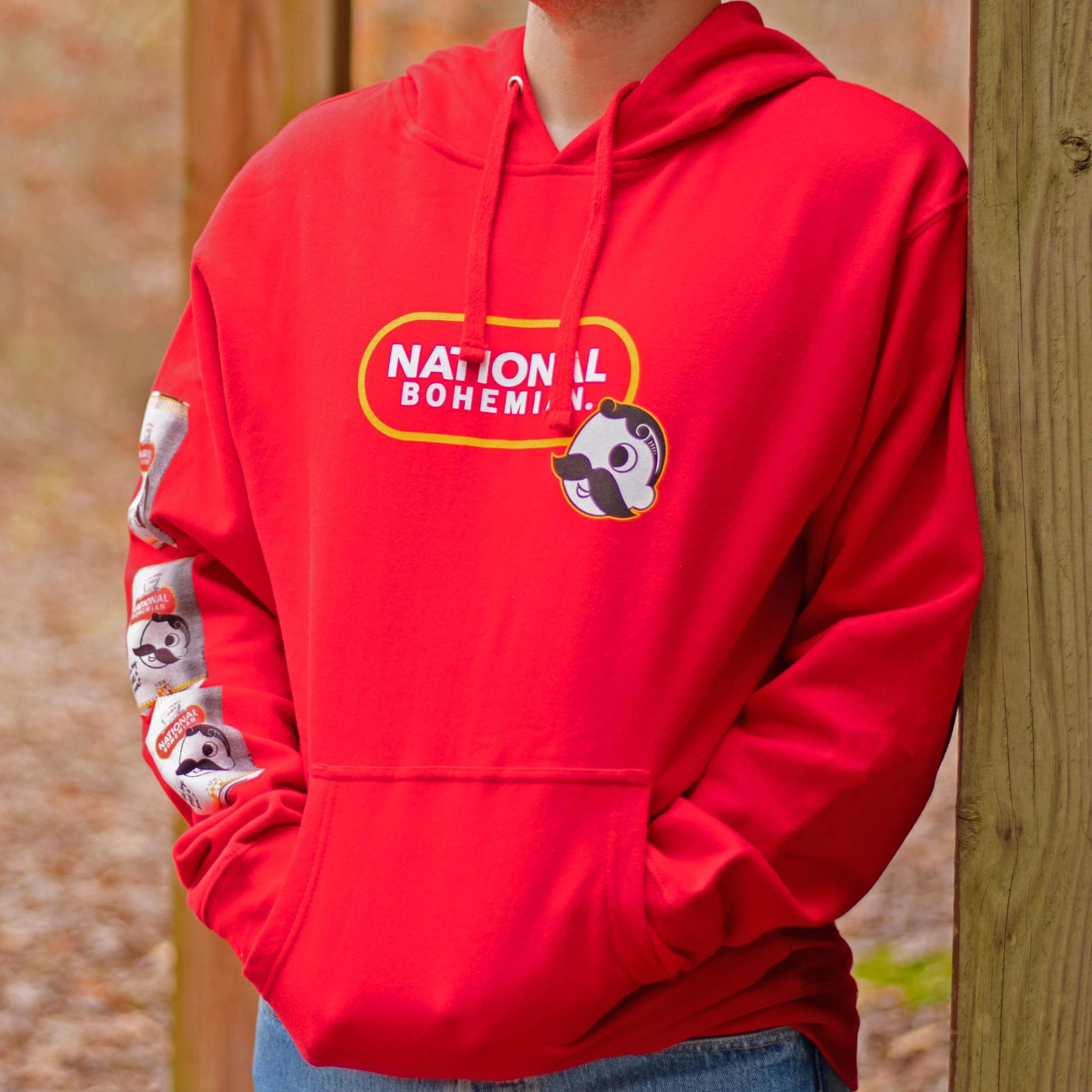 National Bohemian - Live Pleasantly Signature Can Sleeve (Red) / Hoodie - Route One Apparel