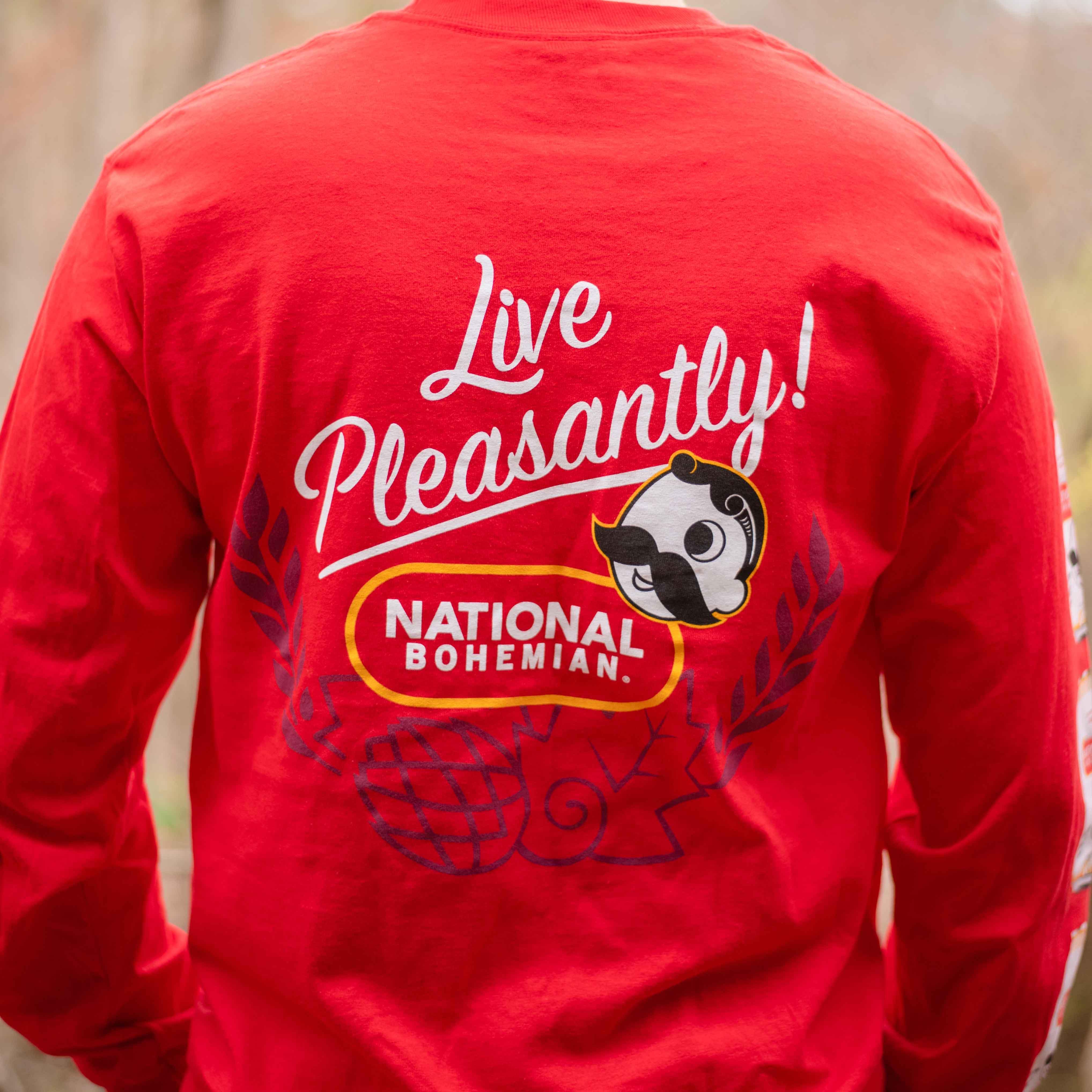 National Bohemian - Live Pleasantly Signature Can Sleeve (Red) / Long Sleeve Shirt - Route One Apparel