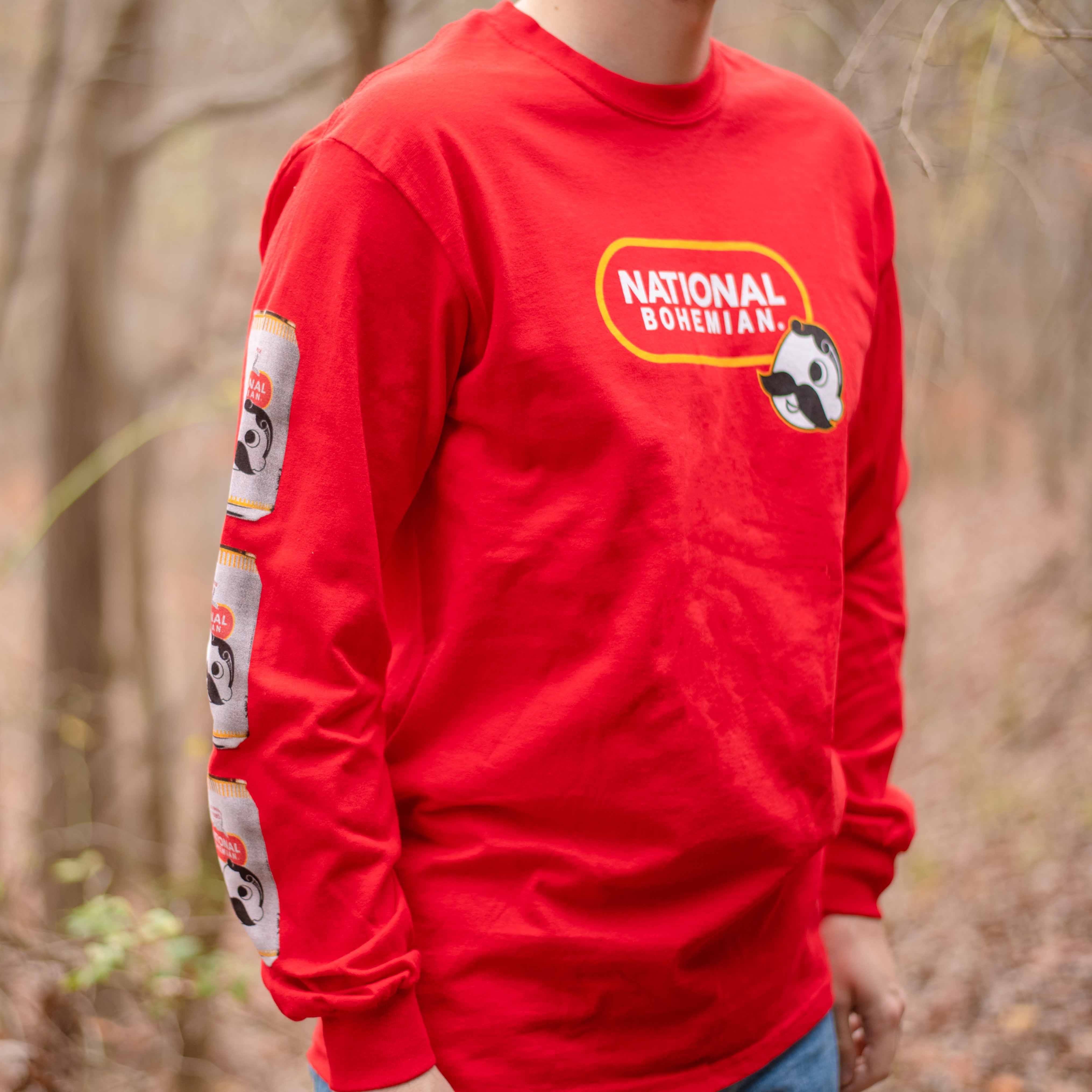 National Bohemian - Live Pleasantly Signature Can Sleeve (Red) / Long Sleeve Shirt - Route One Apparel
