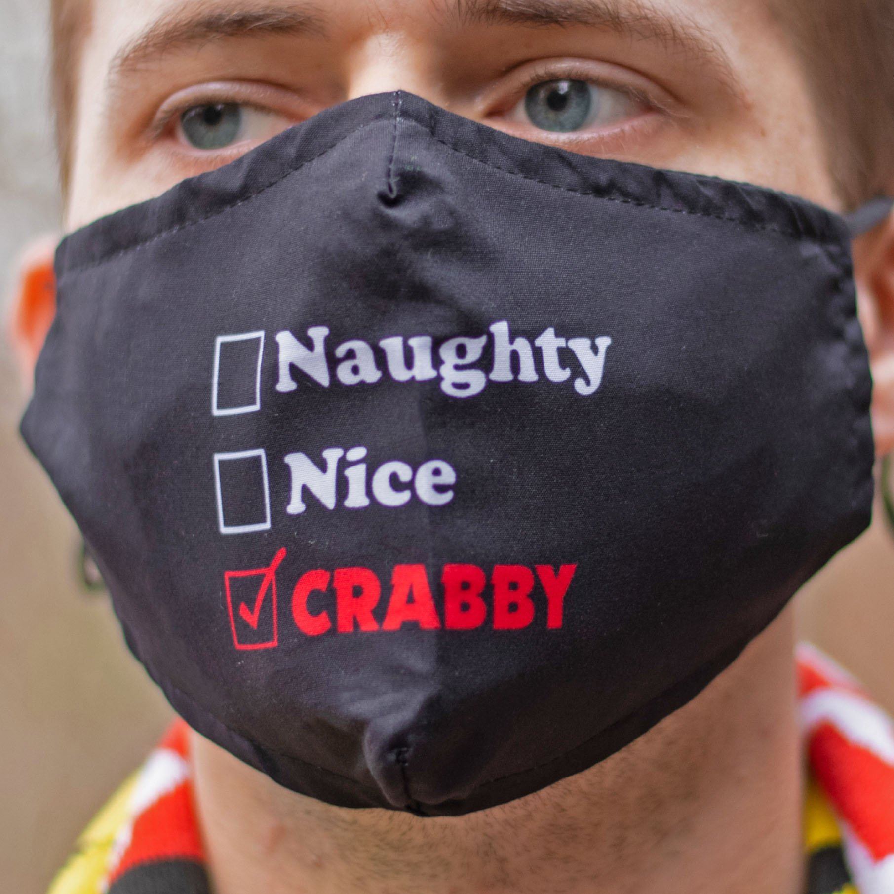 Naughty, Nice, Crabby (Black) / Face Mask - Route One Apparel