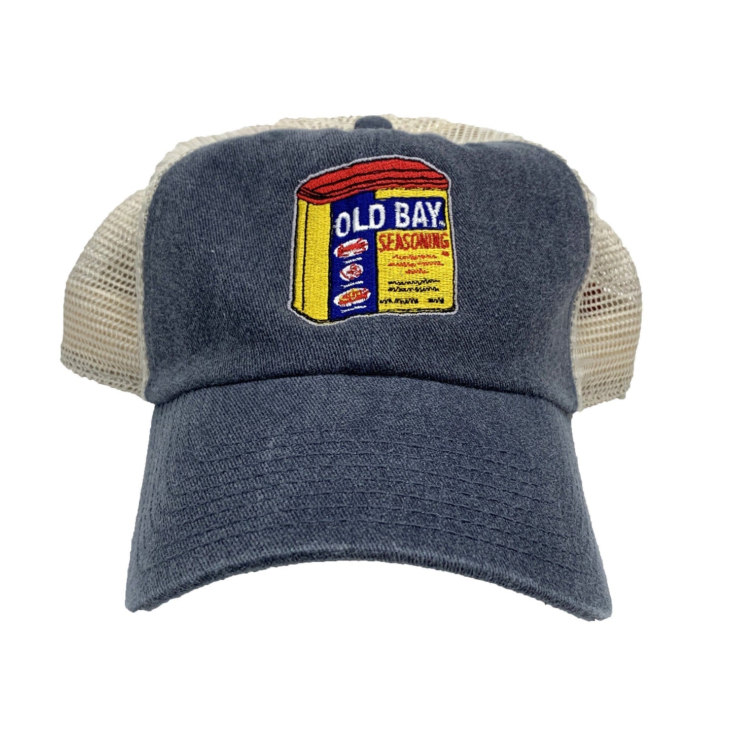 Old Bay Can (Navy w/ Ivory Mesh) / Trucker Hat - Route One Apparel