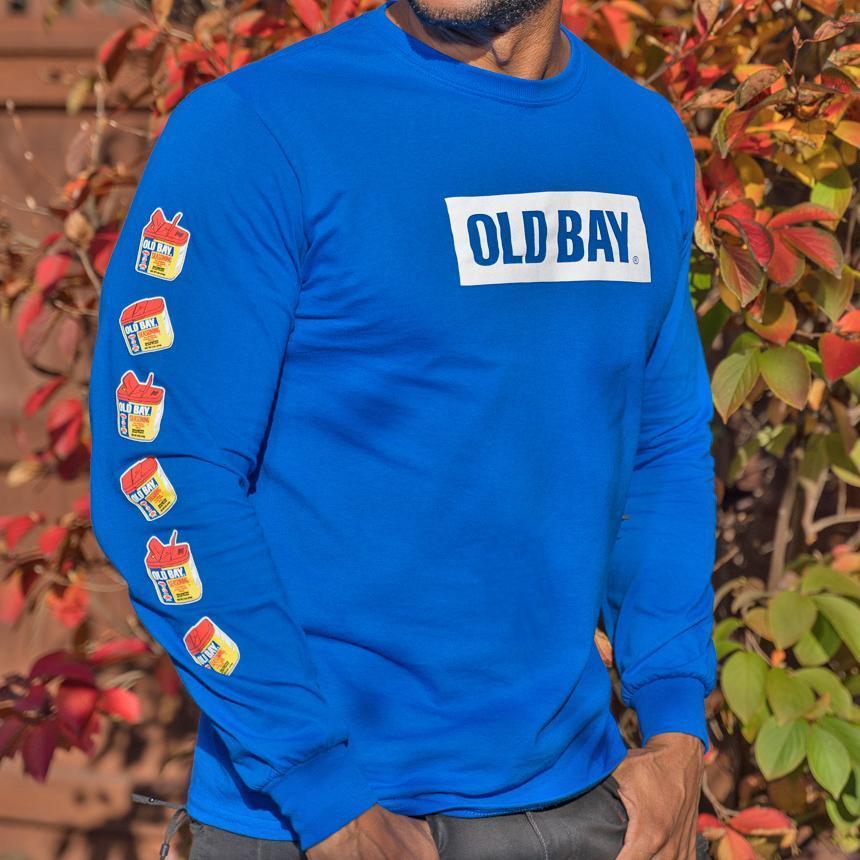 Old Bay - Can Pattern Sleeve (Royal) / Long Sleeve Shirt - Route One Apparel