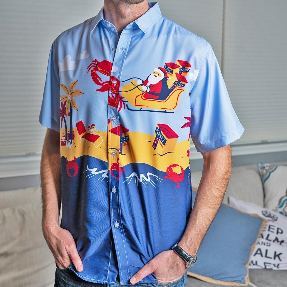 Santa's Holiday Old Bay-cation / Hawaiian Shirt - Route One Apparel