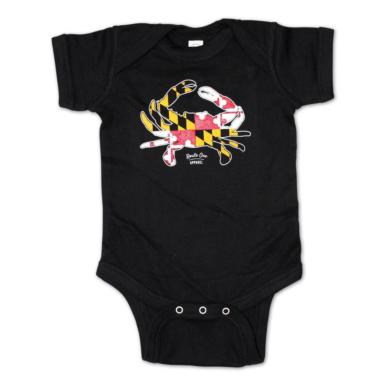 Maryland Full Flag Crab (Black) / Baby Onesie - Route One Apparel