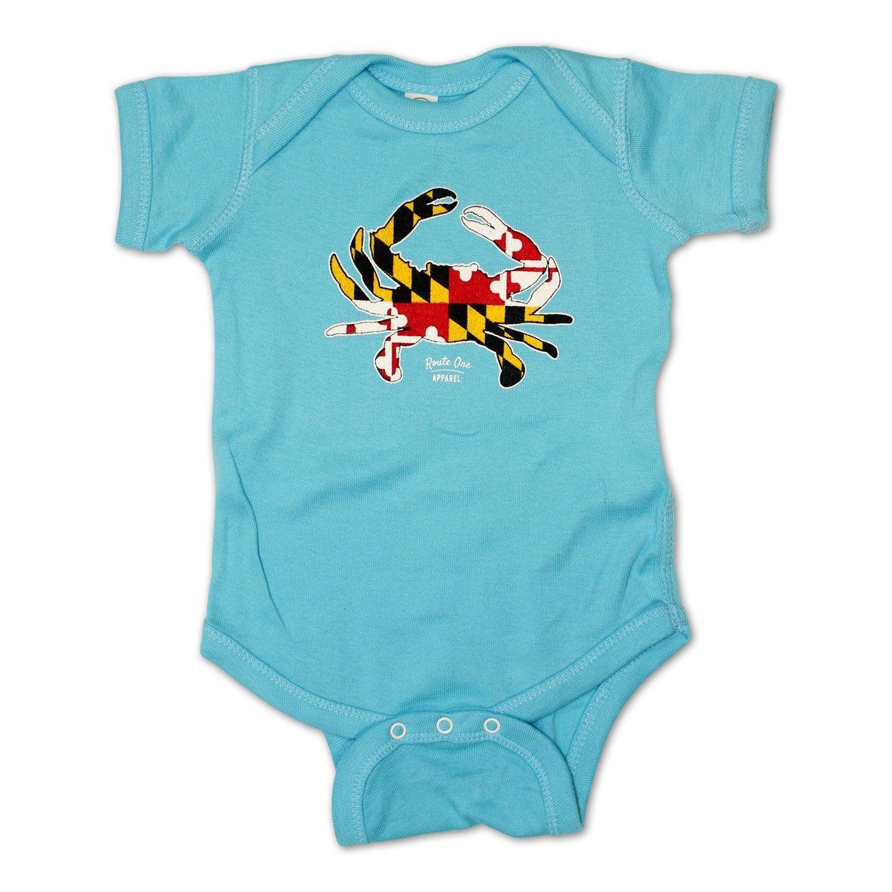 Maryland Full Flag Crab (Aqua) / Baby Onesie - Route One Apparel