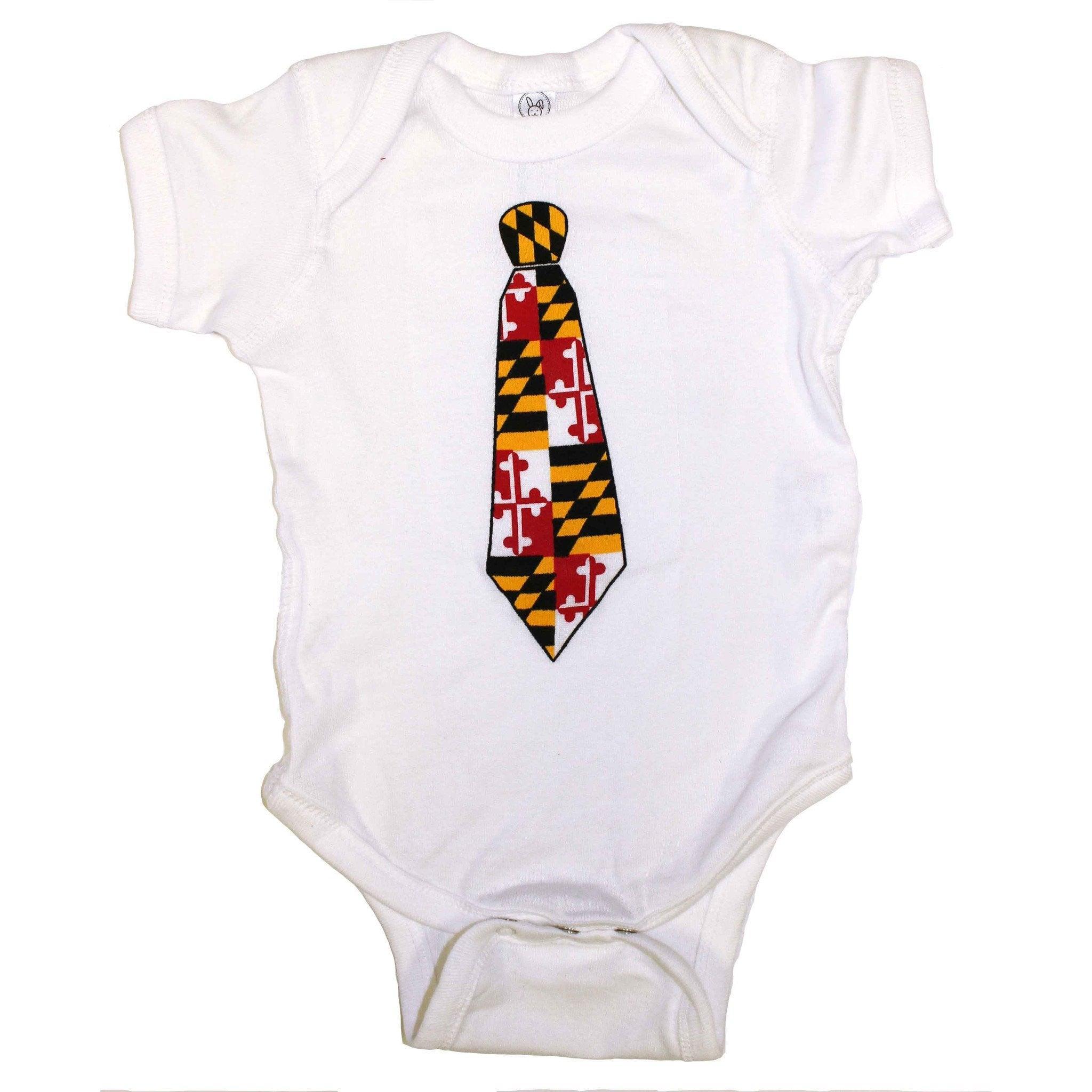 Maryland Tie (White) / Baby Onesie - Route One Apparel