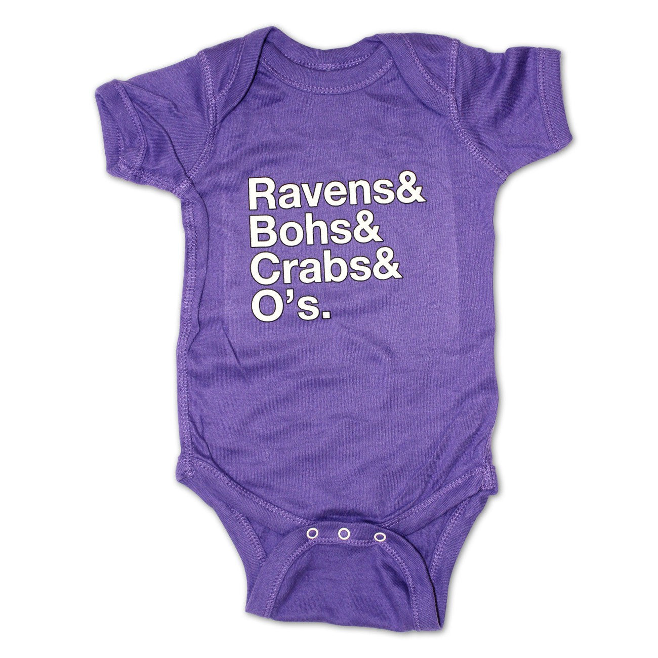 Ravens & Bohs & Crabs & O's Helvetica (Purple) / Onesie - Route One Apparel