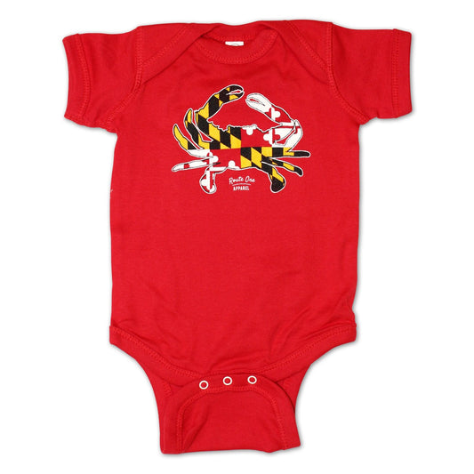 Maryland Full Flag Crab (Red) / Baby Onesie - Route One Apparel