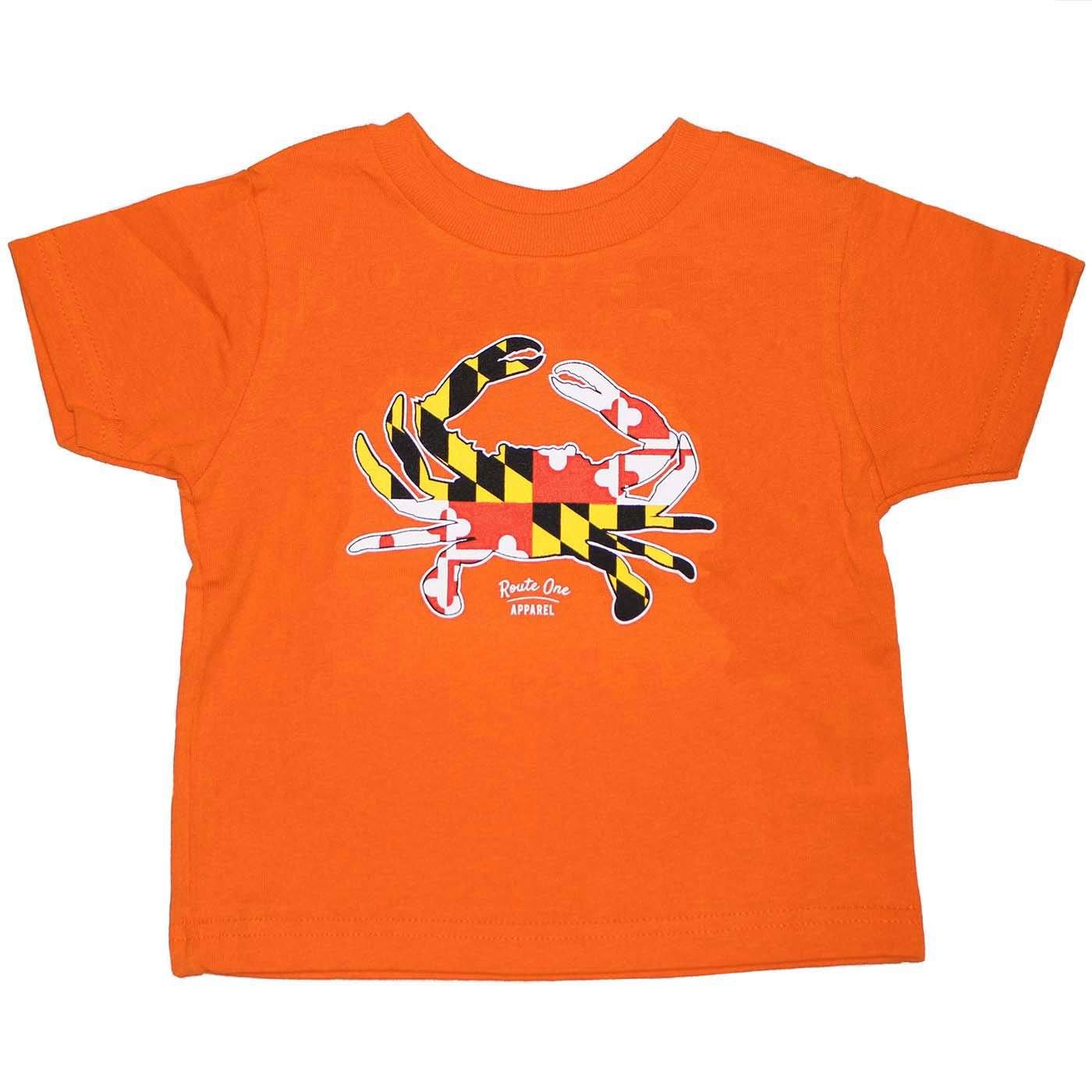Maryland Full Flag Crab (Orange) / *Toddler* Shirt - Route One Apparel
